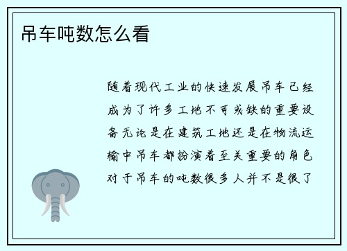 吊车吨数怎么看